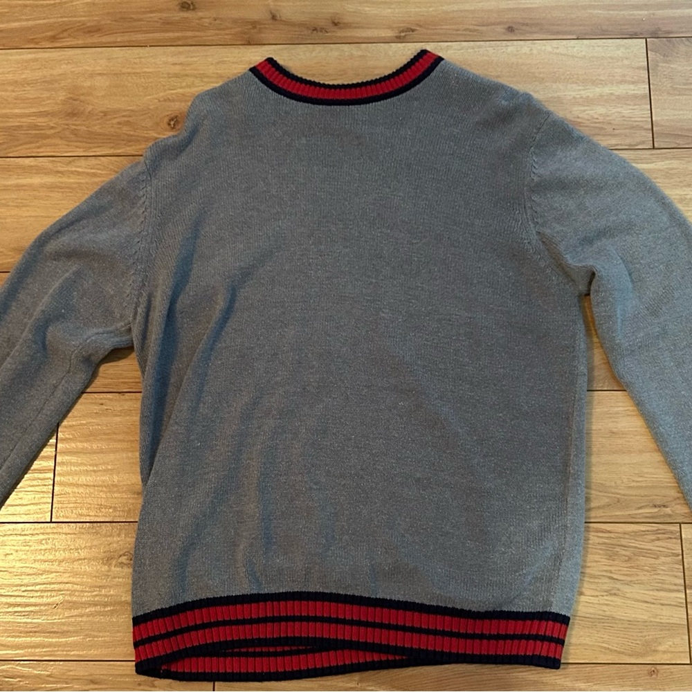 Forever 21 Gray Crewneck Sweater with Red Trim